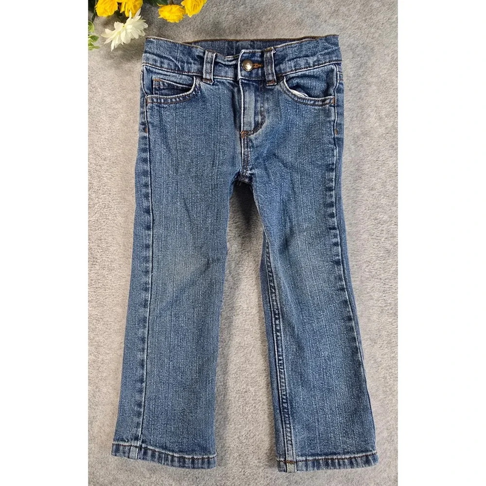 Carhartt Toddler Boys 3T Blue Denim Jeans Straight Leg Adjustable Waist Stretch